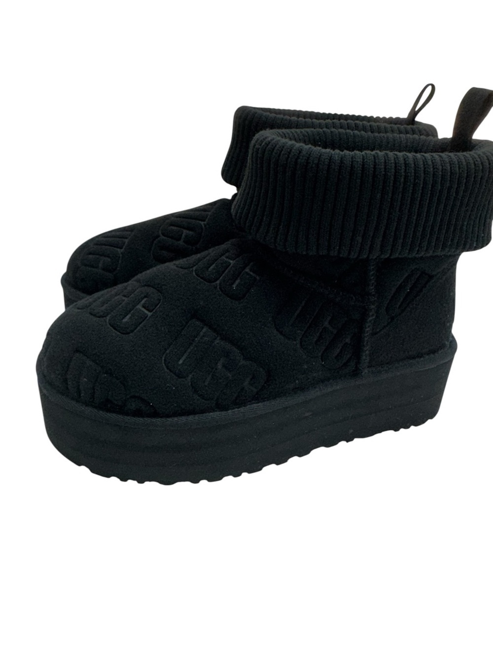 UGG Black Quilted Logo Platform Ankle Booties